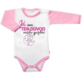 Body dl.rukáv s vtip. textem Baby Nellys, Já jsem TEN DŮVOD našeho zpoždění,vel. 62, holka; 62 (2-3m)