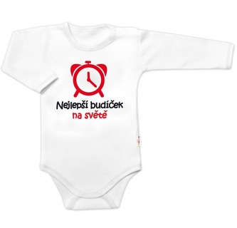 Body dlouhý rukáv Nejlepší budíček na světě, Baby Nellys, bílé, vel. 74; 74 (6-9m)