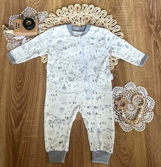 Kojenecký overal bez šlapek Mamatti, Město, bílo/šedý, vel. 80; 80 (9-12m)