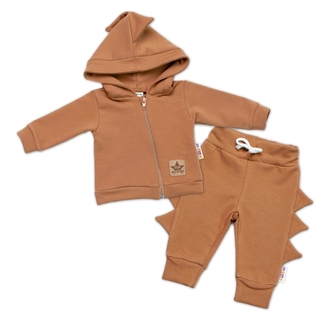 BABY NELLYS Dětská tepláková souprava s kapucí Krokodýl - hnědá, vel. 86