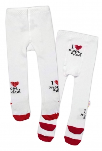 Baby Nellys Bavlněné punčocháče I love mom & dad - červené; 62-74 (3-9m)