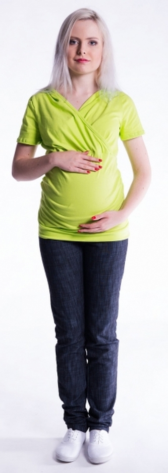 Be MaaMaa Těhotenské a kojící triko s kapucí, kr. rukáv - limetka; S/M