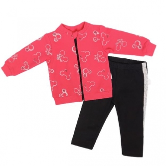 Mamatti Dětská tepláková souprava zapínání na zip Myška - tm. růžová, černá, vel. 74; 74 (6-9m)