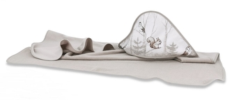 Dětská termoosuška s kapucí, Medvěd a kamarádi, 100 x 100 cm, šedá