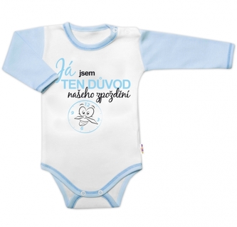 Body dl. rukáv s vtip. textem Baby Nellys, Já jsem TEN DŮVOD našeho zpoždění, vel. 80 kluk; 80 (9-12m) Body dl. rukáv s vtip. textem Baby Nellys, Já jsem TEN DŮVOD našeho zpoždění, vel. 80 kluk; 80 (9-12m)