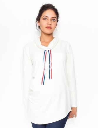 Be MaaMaa Těhotenské triko/mikina se stojáčkem Nova - bílé, vel. XL; XL (42)
