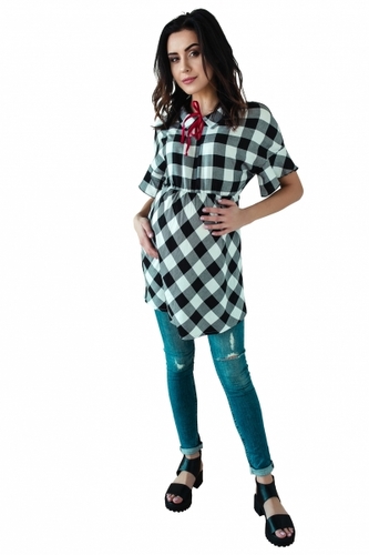 Be MaaMaa Košilová těhotenská tunika kr. rukáv - černá, vel. M; M (38)