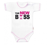 Body krátký rukáv s vtipným textem Baby Nellys, The New Boss, vel. 62, holka