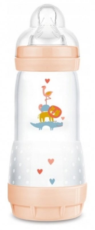 Antikoliková lahvička MAM Perfect Start,  Zvířátka, 320 ml, meruňková