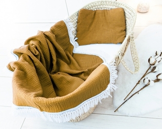 Baby Nellys 2-dílná Mušelínová sada BOHO, polštářek a přikrývka 70x100 cm, hnědá Baby Nellys 2-dílná Mušelínová sada BOHO, polštářek a přikrývka 70x100 cm, hnědá