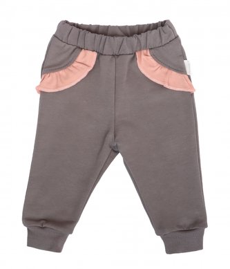 Mamatti Dětské tepláčky s kapsami, Květinka - šedé, vel. 98