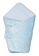 Baby Nellys Luxusní zavinovačka s mašlí, Minky Baby Duo - modrá