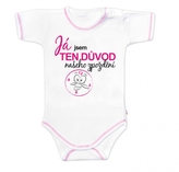 Body kr.rukáv s vtipným textem Baby Nellys, Já jsem TEN DŮVOD našeho zpoždění,vel.86 holka; 86 (12-18m)