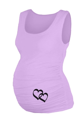 Be MaaMaa Top, tílko Dana s potiskem Srdíček - lila, vel. L/XL; S/M