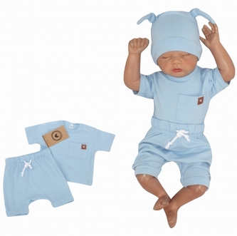 Z&Z 2-dílná sada tričko kr. rukáv, kraťásky s provázkem - modrá, vel. 68; 68 (3-6m)
