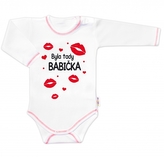 Body dlouhý rukáv s vtipným textem Baby Nellys, Byla tady babička; 56 (1-2m)