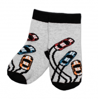 Dětské froté ponožky Auta – šedo/černé, vel. 27/30; 27-30