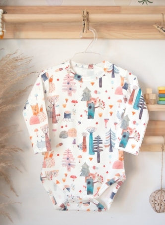 Bavlněné body dlouhý rukáv Život v lese K-Baby, smetanové, vel. 86; 86 (12-18m)