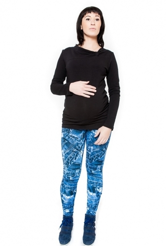 Těhotenské legíny Be MaaMaa - JEANS, L/XL; L/XL