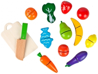 Dřevěné ovoce v kyblíku  - 13 kusů