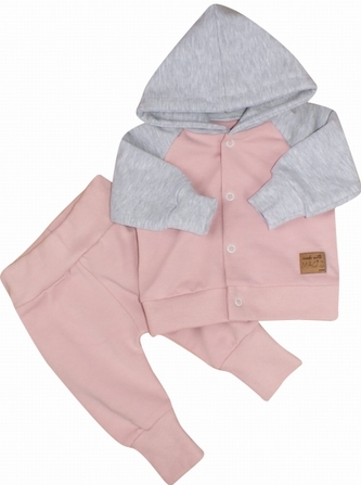 Tepláková souprava s kapucí Magic Kazum, růžová/šedá, vel. 68