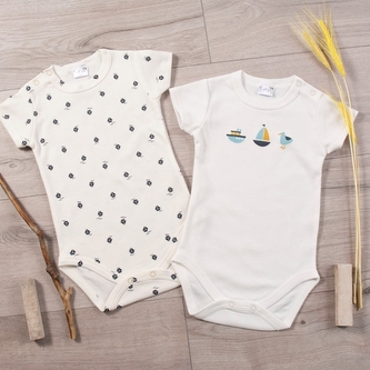 Body krátký rukáv 2D sada K-Baby, Lodičky, bílé, vel. 86; 86 (12-18m)