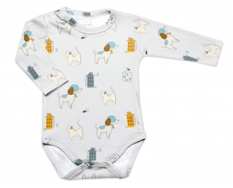 Bavlněné body dlouhý rukáv Dog&Cat K-Baby, modré, veľ. 74
