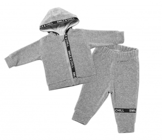 Mamatti Dětská tepláková souprava Velvet zapínání na zip, Hory, šedá; 62 (2-3m)