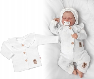 Pletený svetřík s volánkem Girl, Baby Nellys, bíly; 56 (1-2m)