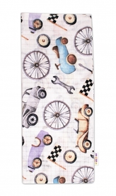 Baby Nellys Kvalitní bavlněná plenka - Tetra Premium, 70x80 cm - Retro Car, bílá