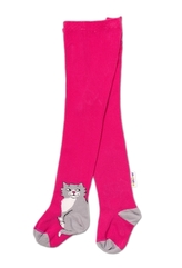 Baby Nellys Bavlněné punčocháče Kocour - malinové, vel. 104/110; 104/110 (3-5r)