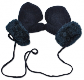 Zimní kojenecké rukavičky s kožíškem - se šňůrkou YO - granát/granátový kožíšek; 80-92 (12-24m)