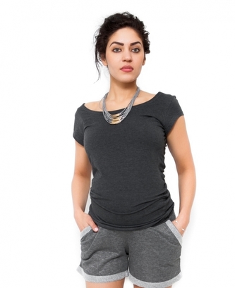 Be MaaMaa Těhotenské triko/halenka Celina - grafit;  S (36)