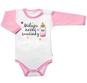 Body dl. rukáv s vtip. textem Baby Nellys,  Miluju noční svačinky, vel. 74, holka; 74 (6-9m) Body dl. rukáv s vtip. textem Baby Nellys,  Miluju noční svačinky, vel. 74, holka; 74 (6-9m)