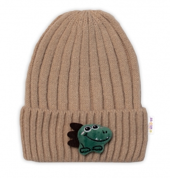 Dětská zimní čepice Dino, Baby Nellys - cappuccino, vel. 48-54 cm; 98-104 (2-4r)