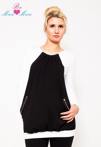 Be MaaMaa Těhotenská tunika UMA - bílá/černá - L/XL; L/XL Be MaaMaa Těhotenská tunika UMA - bílá/černá - L/XL; L/XL