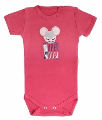Mamatti Kojenecké body krátký rukáv Mouse - červené; 68 (3-6m)