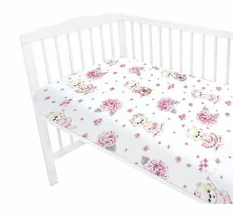 Dětské bavlněné prostěradlo do postýlky, Míša Baletka - růžová, 140 x 70 cm; 140x70