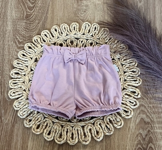 Bavlněné kraťásky s mašličkou Mamatti, Puntík, pudrové, vel. 92; 92 (18-24m)