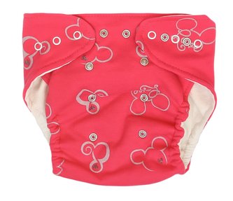 Mamatti Látková plenka EKO sada - kalhotky + 2 x plenka, Myška, vel. 5 - 14 kg, červená; 5 - 14 kg