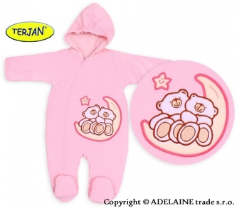 TERJAN Zimní/podzimní kombinézka/overálek Medvídci - sv. růžová, vel. 68; 68 (3-6m)