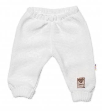 Pletené kojenecké kalhoty Hand Made Baby Nellys, bílé; 56/62 (0-3m)