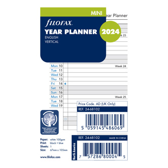 Filofax, Plánovací Kalendář 2024 mini, vertikální, AJ
