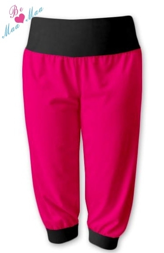 Be MaaMaa Sportovní 3/4 legíny CAPRI - růžová/černá; S/M