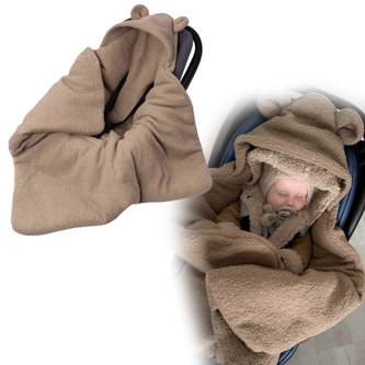 Oteplený fusák, deka s kapucí do autosedačky Beránek, Baby Nellys - hnědý Oteplený fusák, deka s kapucí do autosedačky Beránek, Baby Nellys - hnědý