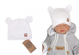 Z&Z Dvouvrstvá bavlněná čepička LOVE TEDDY, bílá, vel. 68/74; 68/74 (6-9m)