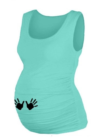 Be MaaMaa Top, tílko Dana s potiskem Ručiček - máta, vel. L/XL; L/XL