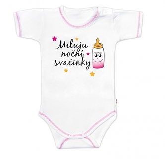Body krátký rukáv s vtipným textem Baby Nellys, Miluju noční svačinky, vel. 80, holka; 80 (9-12m) Body krátký rukáv s vtipným textem Baby Nellys, Miluju noční svačinky, vel. 80, holka; 80 (9-12m)