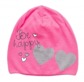 Přechodová dvouvrstvá čepice Be Happy s kamínky, růžová, 42-52 cm; 98-104 (2-4r)