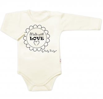 Body dlouhý rukáv Made with love, Baby Nellys, ecru, vel. 74; 74 (6-9m)